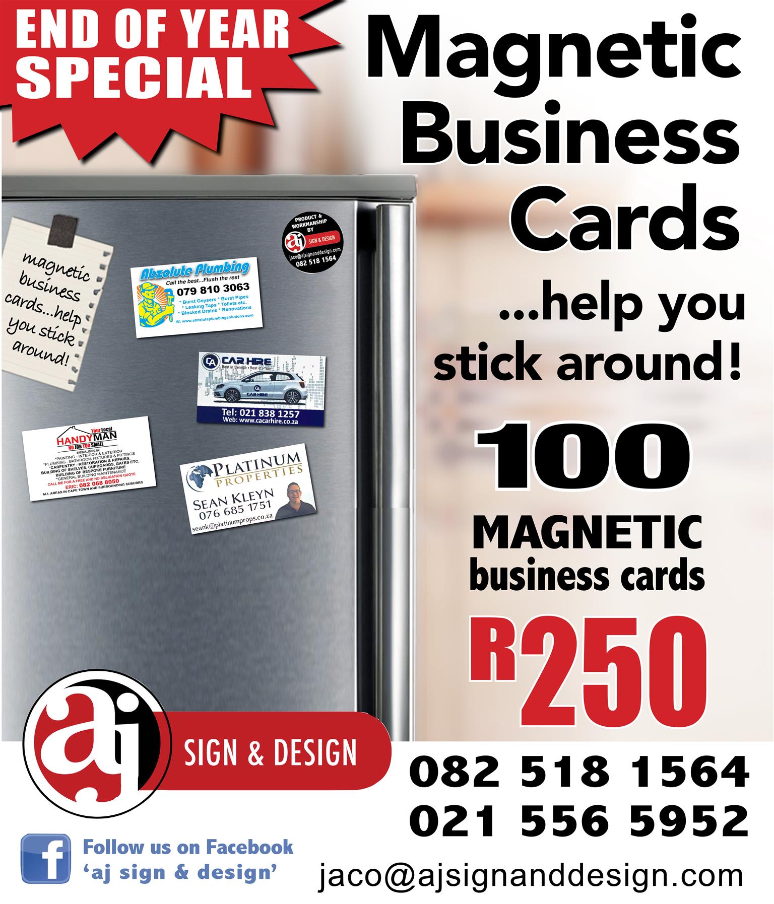 End of Year Special on MAGNETIC BUSINESS CARDS