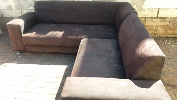 Black Suede L Shape Couch Junk Mail