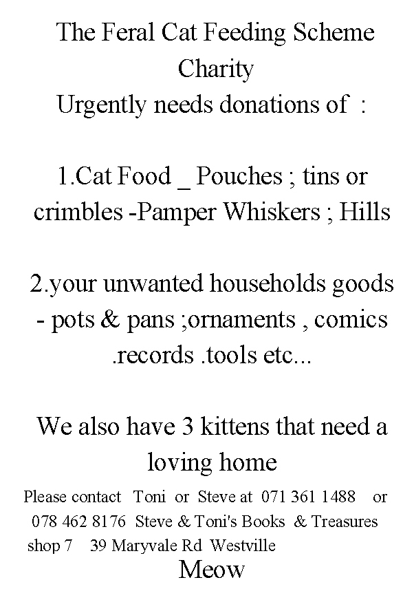 Donations of household goods needed - Meow